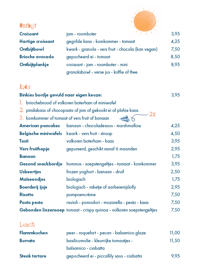 Lunchkaart Binkies Den Haag