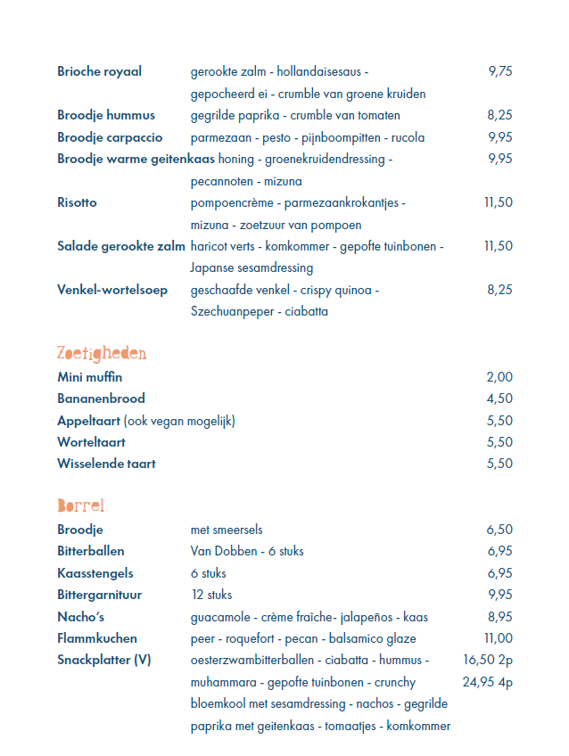 Lunchkaart Binkies Den Haag
